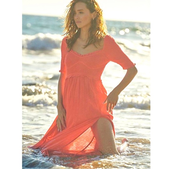 Free People Sunshine Season Midi Dress Red - Picture 3 of 16